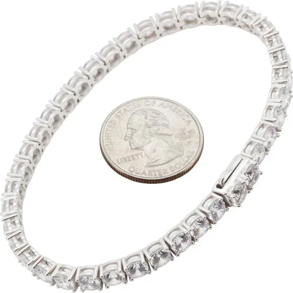 925 Sterling Silver 5mm Tennis Chain Necklace Bracelet 7.5-24